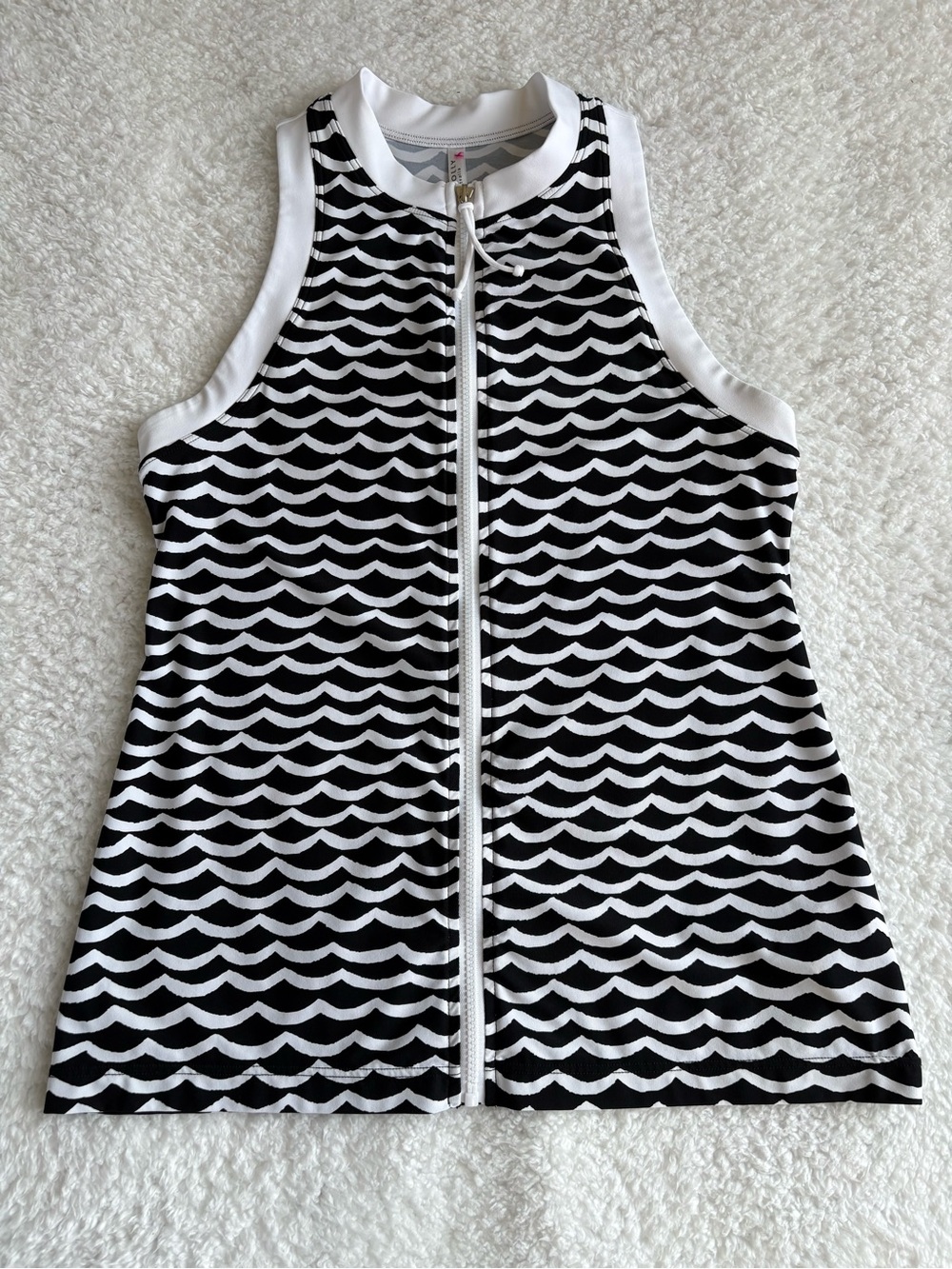 Seafolly "Tidal Wave" Zip-Front Tankini Swim Top - Size Large